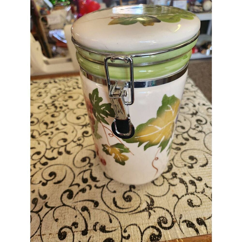 Ceramic Grape Design Canister - Picture 2 of 10